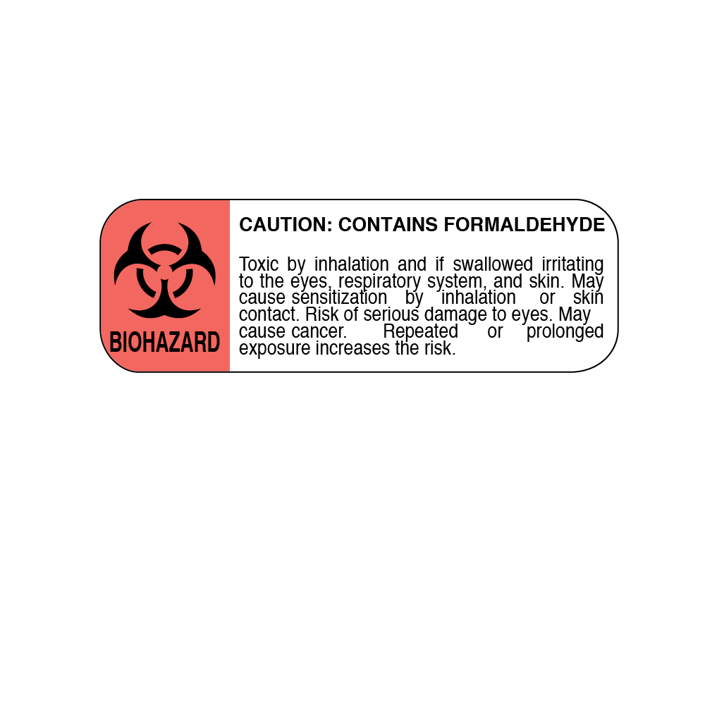 Warning Labels Biohazard Contains Formaldehyde 1/2" x 1-1/2" Roll product image