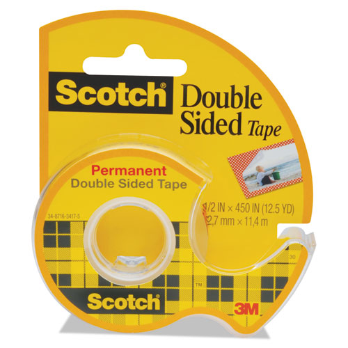 Scotch® Double Sided Permanent Tape with Dispenser 1/2" x 450" 1" Core product image