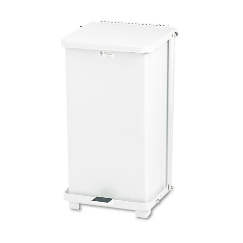 Rubbermaid® Defenders Biohazard Step Can Square Steel 12 Gallon White product image