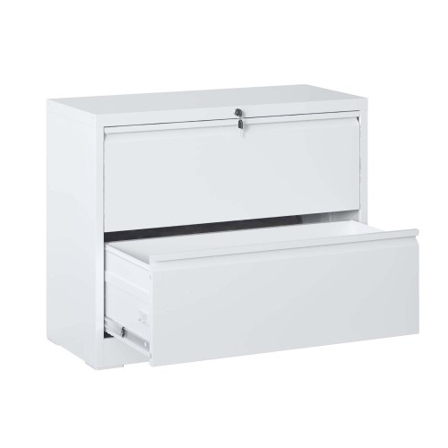 Lateral File Cabinet 2 Drawer - White Filing Cabinet with Lock product image