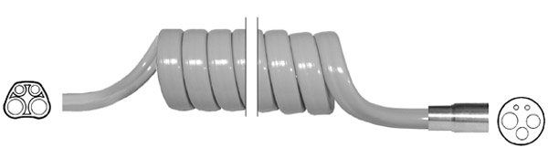 4 Hole Asepsis Handpiece Tubing with Nut & Connector Gray Coiled product image