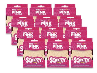 Sqeezy Pink/Ivory Dual-Sided Sponge and Scrubber 4" x 5.3" 3.8" Thick Carton of 12 product image