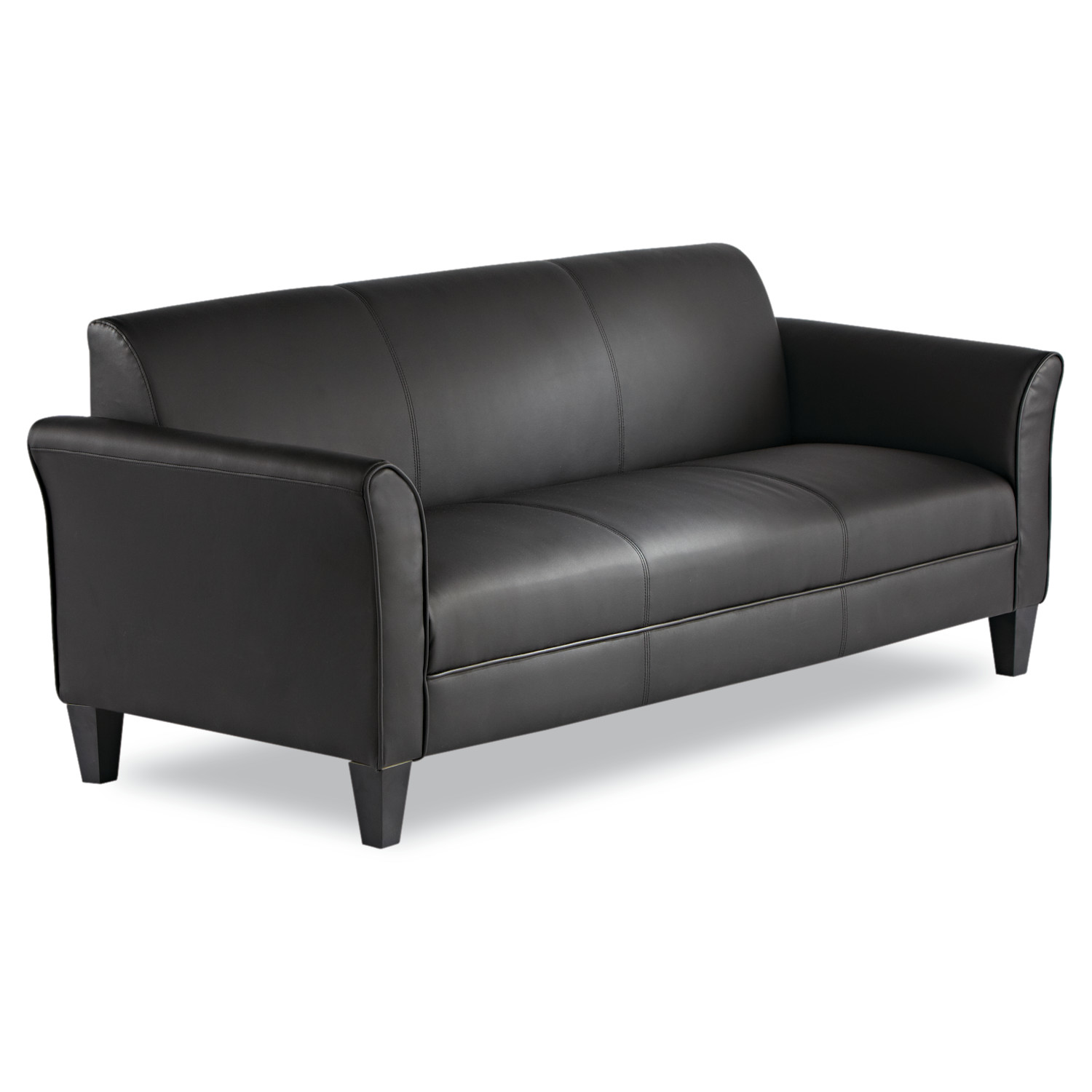 Alera® Reception Lounge Furniture 3-Cushion Sofa Black 77w x 31.5d x 32h product image