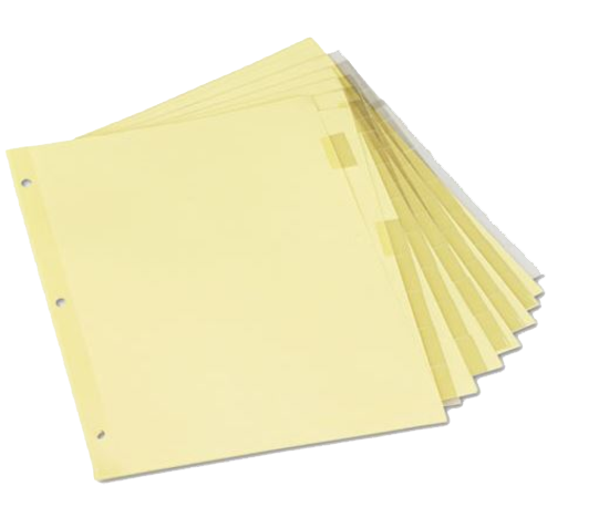 Universal Economical Insertable Index Clear Tabs 8-Tab Letter Buff Pack of 6 product image