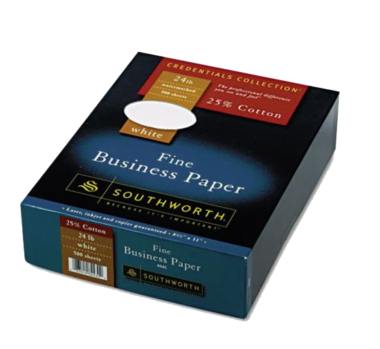 Southworth 25% Cotton Business Paper White 24lb Wove 8-1/2 x 11 FSC Box of 500 product image