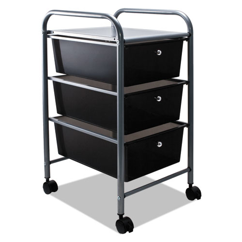 Advantus Portable Three Drawer Organizer 13" W x 15-3/8" D x 25-7/8" H Smoke/Matte Gray product image
