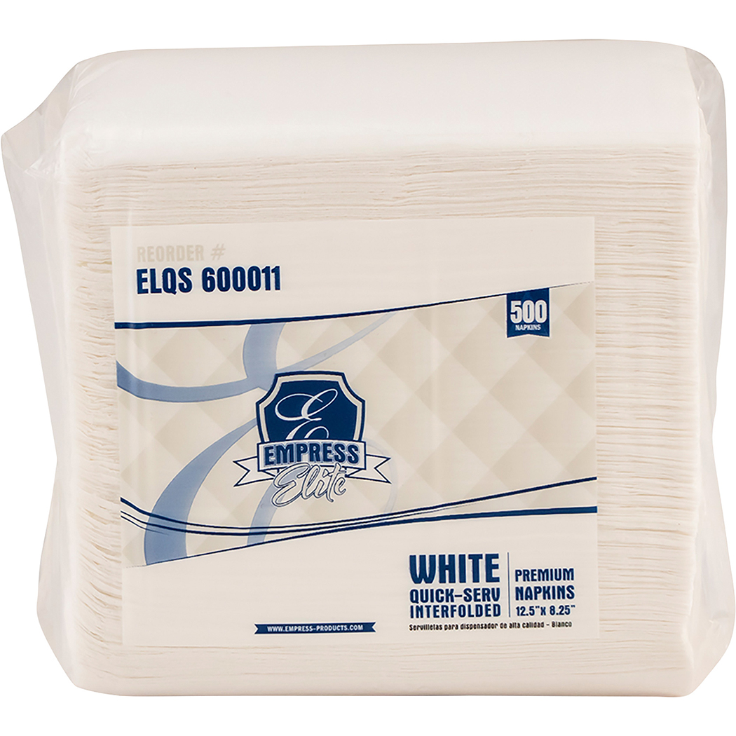 Empress Brand Interfold Dispenser Napkin 1Ply 1/4 Fold White Pack of 6000 product image