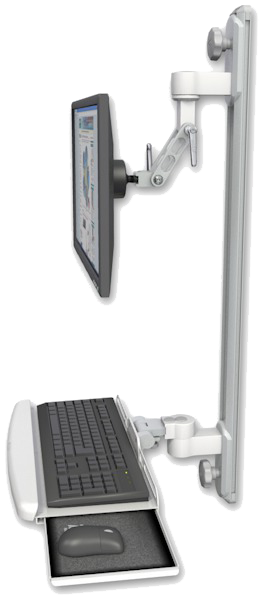 Inverted Ultra 500 LCD Mount on 36" Wall Track with Bent Keyboard Tray product image