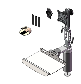 Ultra 510 LCD Desk Mount with 7.5" Riser and A 12" Bent Desk Mount  Keyboard product image
