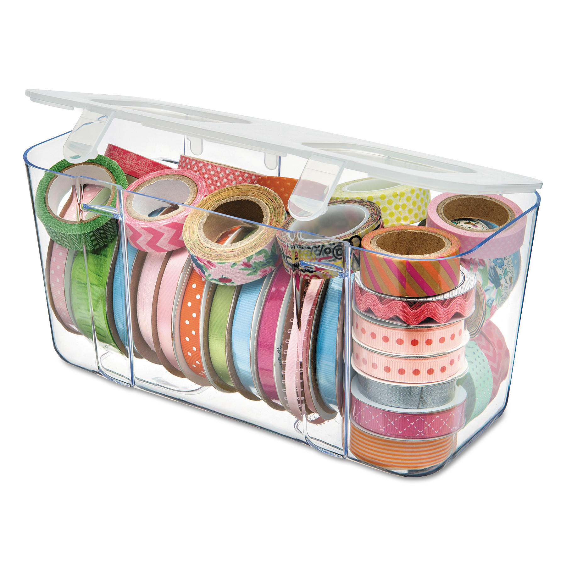 deflecto® Stackable Caddy Organizer Containers Medium Clear 8.8" W  x 4"D product image