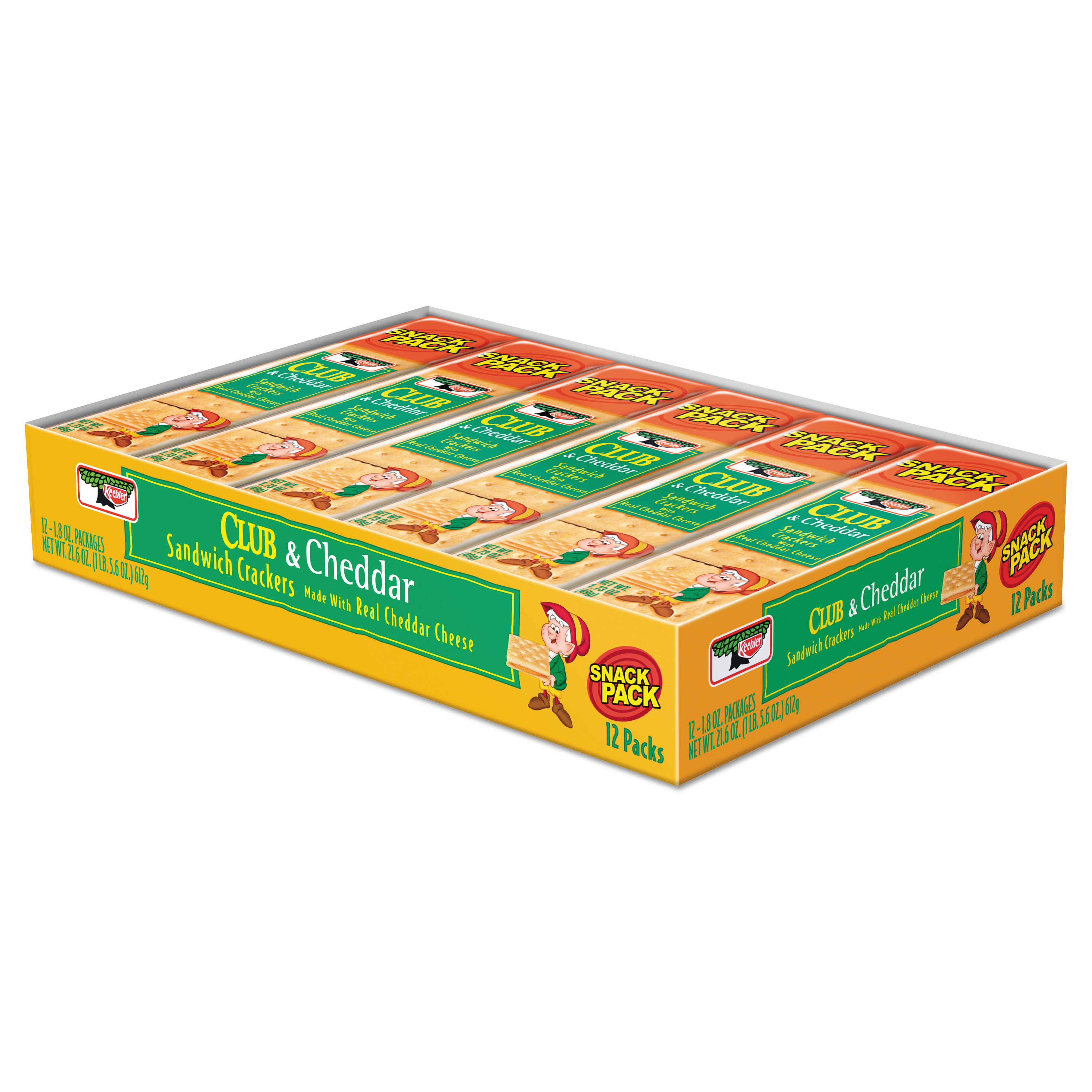 Keebler® Sandwich Cracker Club and Cheddar 8-Cracker Snack Pack Box of 12 product image