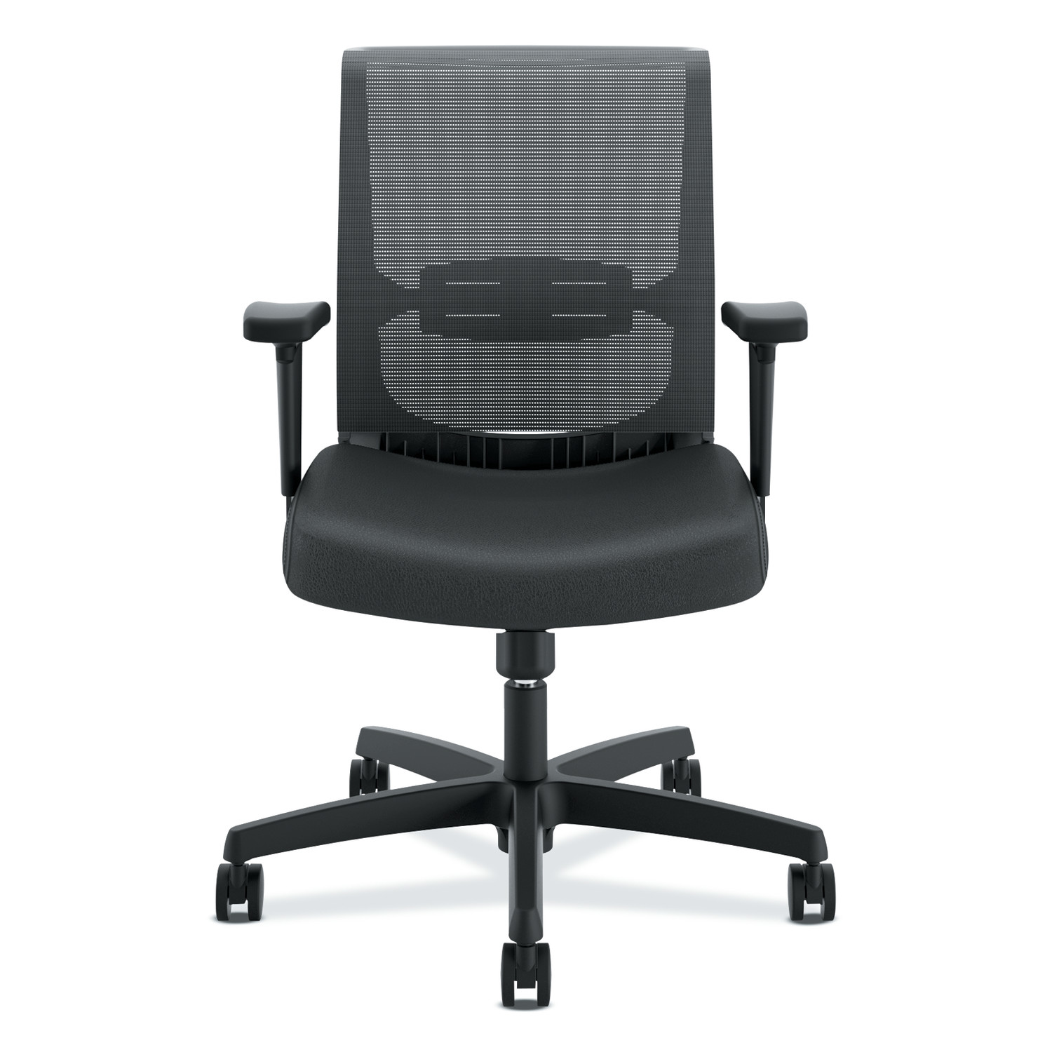 HON® Convergence Mid-Back Task Chair with Swivel-Tilt Control Supports up to 275 lbs Vinyl Black Seat/Back Black Base product image