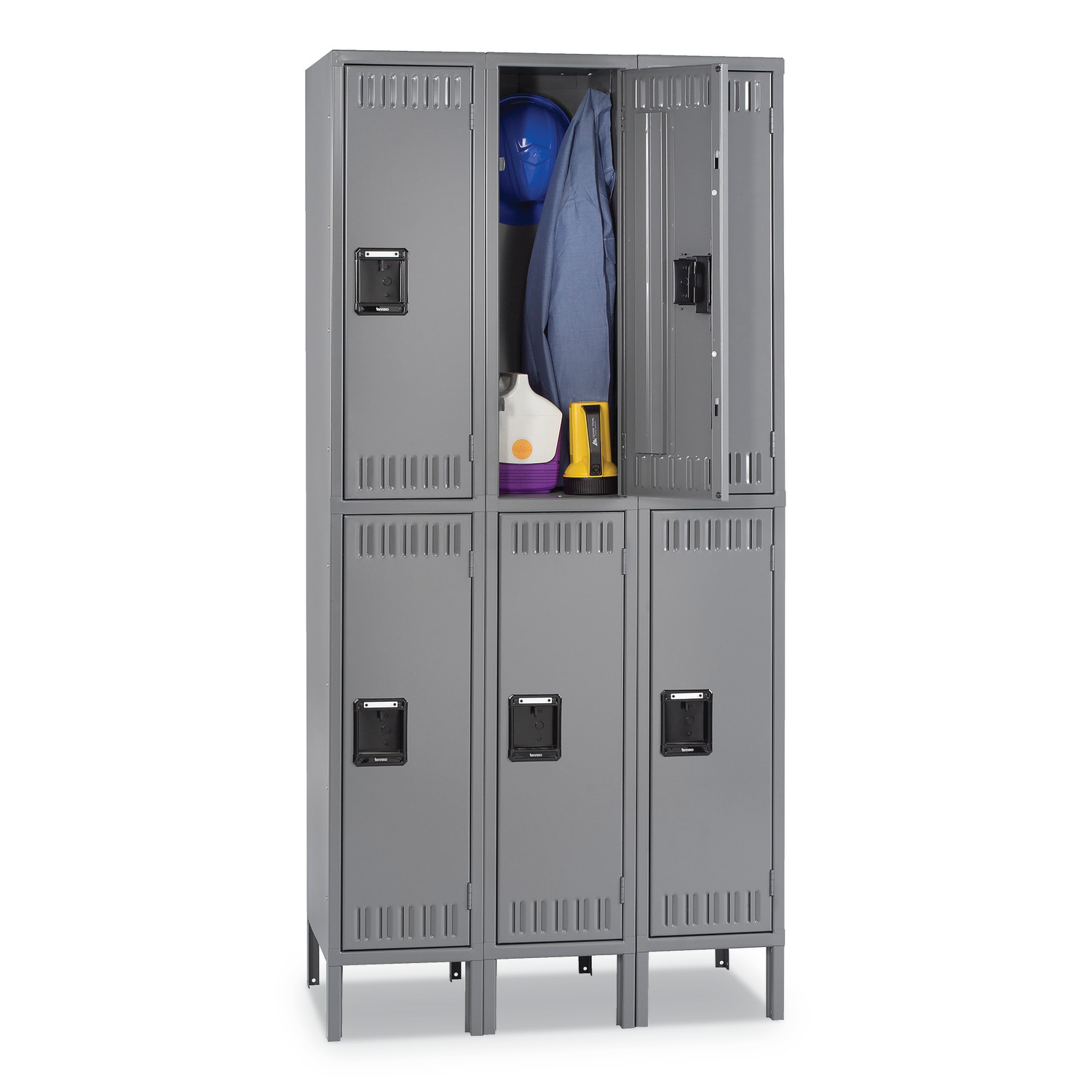 Tennsco Double Tier Locker with Legs Triple Stack Medium Gray 36W x 18D x 78H product image