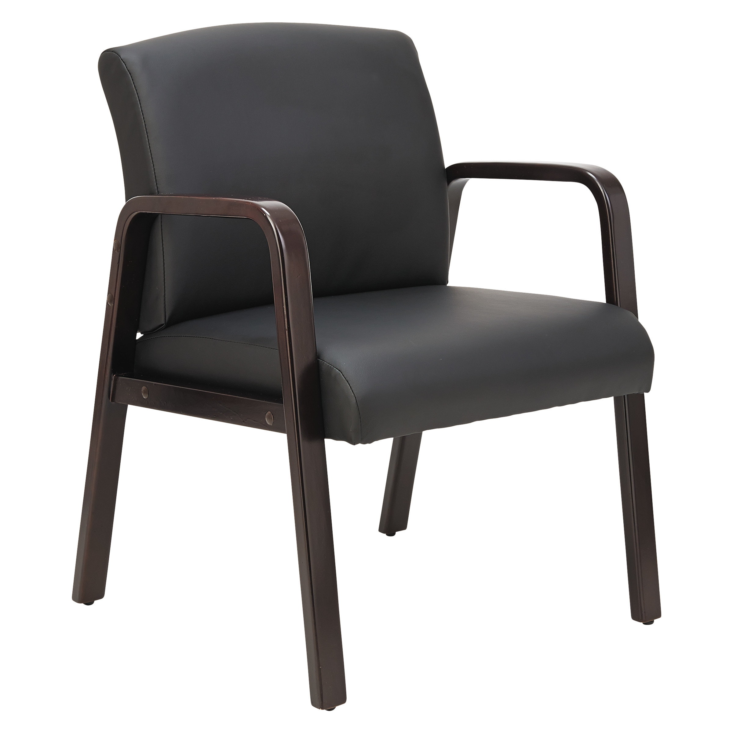 Alera® Reception Lounge WL Series Guest Chair Black Seat/Black Back Espresso Base 24.21" x 26.14" x 32.67" product image