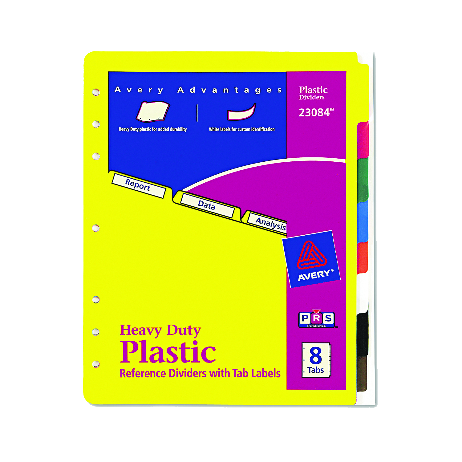 Avery Heavy-Duty Plastic Dividers with Multicolor Tabs and White Labels Assorted 8-Tab 11 x 8.5 Set of 8 product image