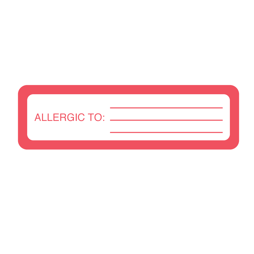 Warning Labels Allegic To: White With Red 7/8" x 3" Roll product image
