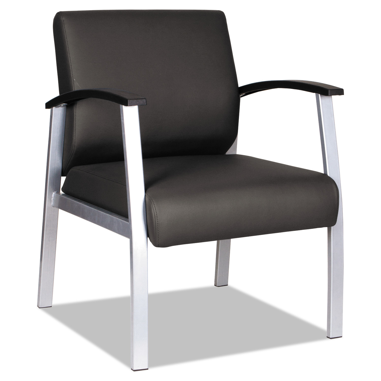 Alera® MetaLounge Series Mid-Back Guest Chair 24.60'' x 26.96'' x 33.46'' Black Seat/Black Back Silver Base product image