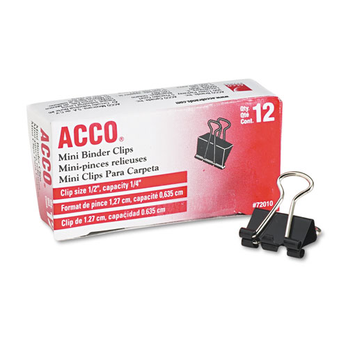 Acco Mini Binder Clips 1/2" Box of 12 product image