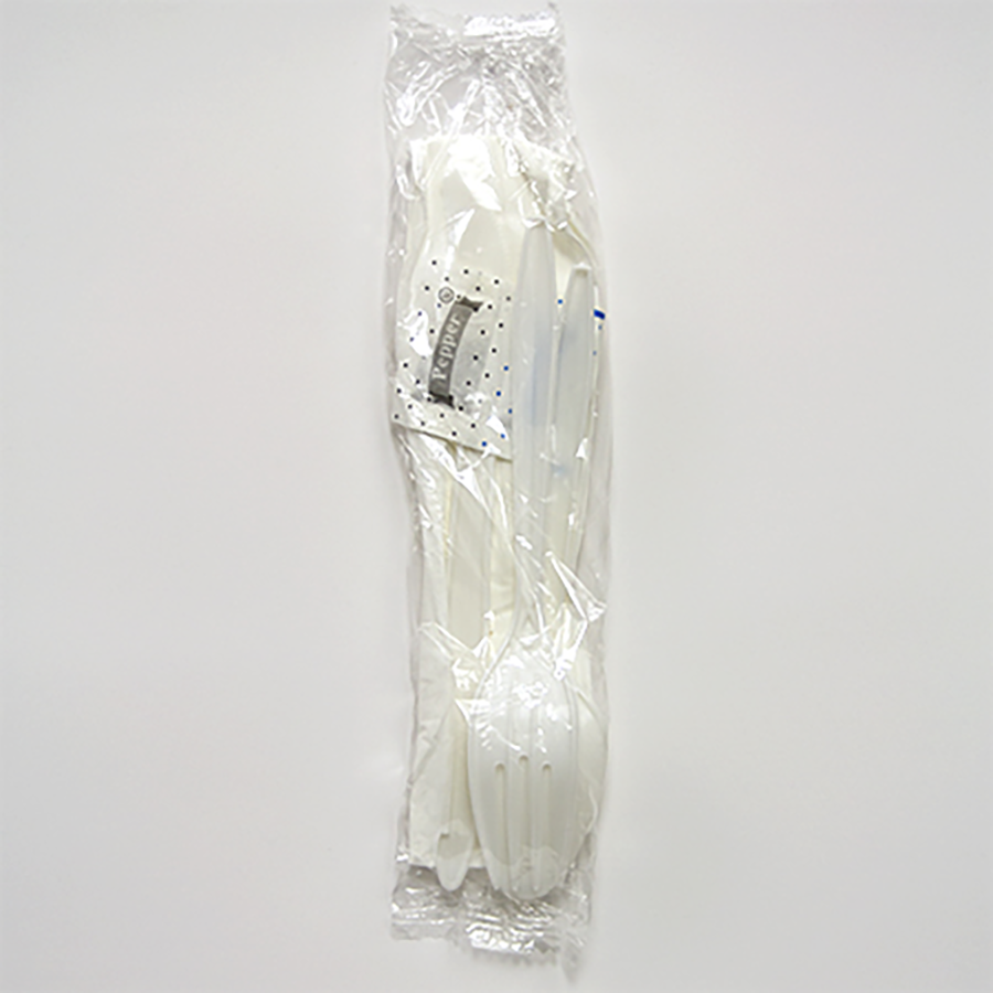 Empress Medium Weight Cutlery Kit Polypro Knife Fork Teaspoon Napkin 1Ply Case of 250 product image