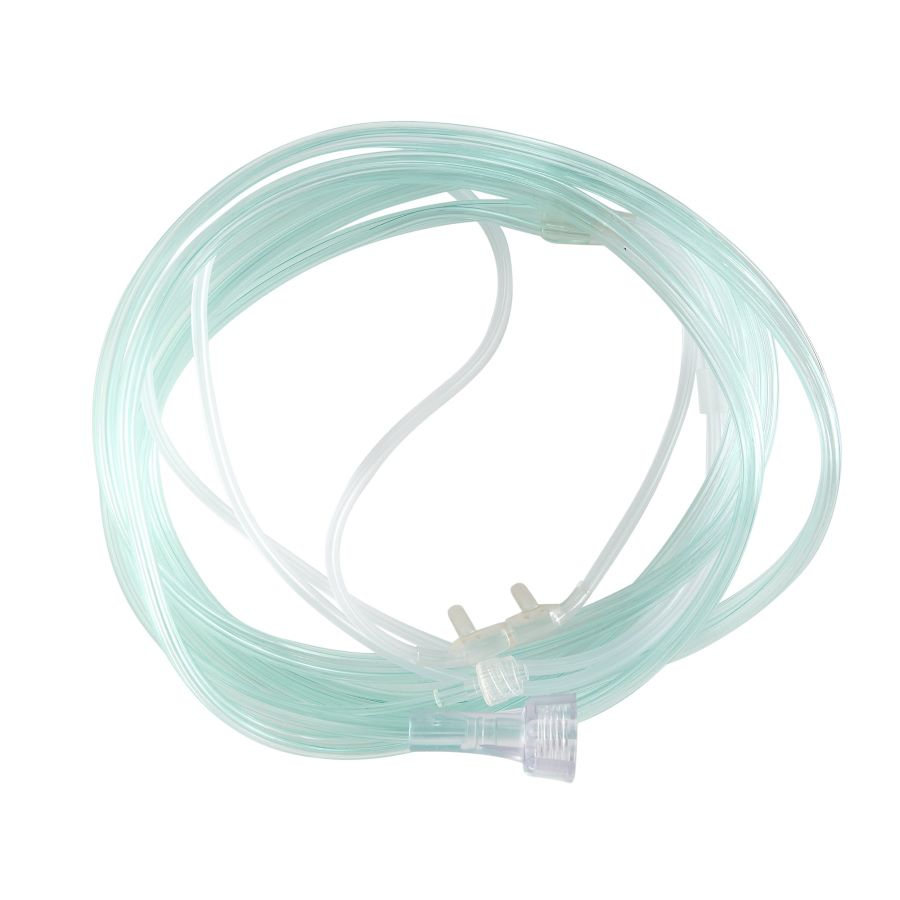 ETCO2 Nasal Sampling Cannula with O2 Delivery McKesson Adult Curved Prong / NonFlared Tip 7 Foot O2 Line Case of 25 product image