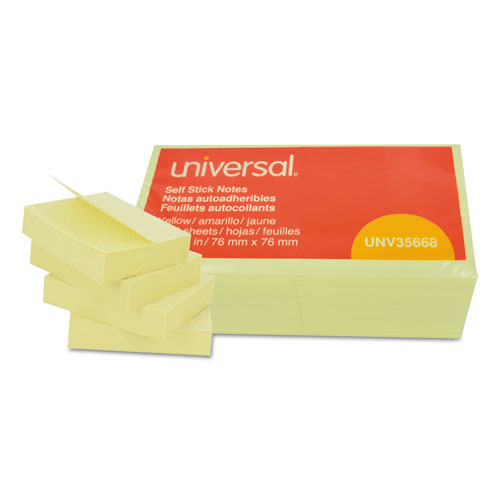 Universal Standard Self-Stick Notes 3 x 3 Yellow 100-Sheet Pack of 12 product image