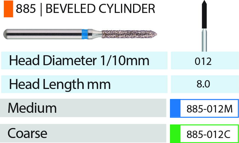 CROSSTECH Dental Diamond Bur Set - 5pc B15C Beveled Cylinder Burs, Coarse Grit 10 thumbnail image