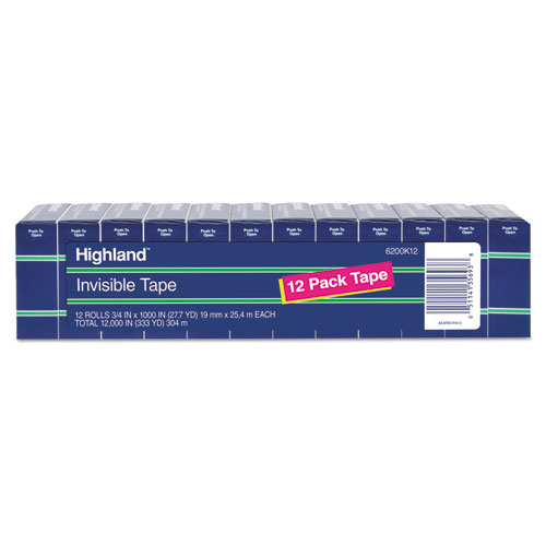 Highland® Invisible Permanent Mending Tape 3/4" x 1000" 1" Core Clear Pack of 12 product image