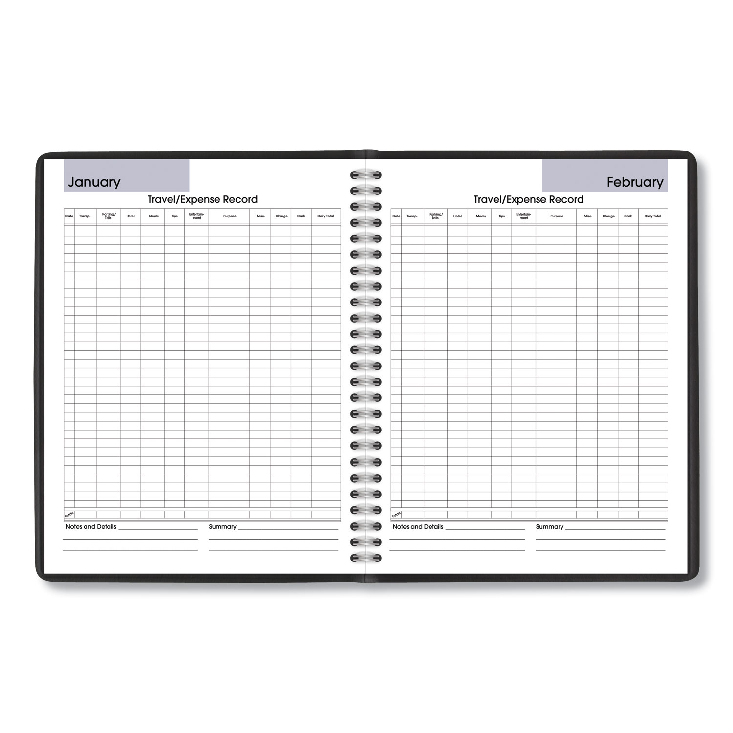 DayMinder Monthly Planner with Notes Column Ruled Blocks 8.75 x 7 Black Cover 12-Month Jan to Dec 2025 product image