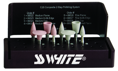 Jazz C2S Diamond Polishers, RA, 8-Piece Composite Kit with Autoclavable Bur Block, 8/Pk image