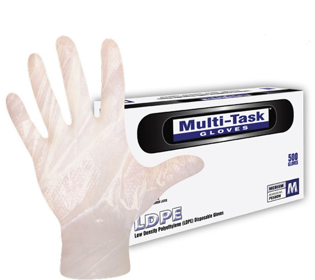 Multi-Task Polyethylene Food Service Gloves Large Clear Box of 500