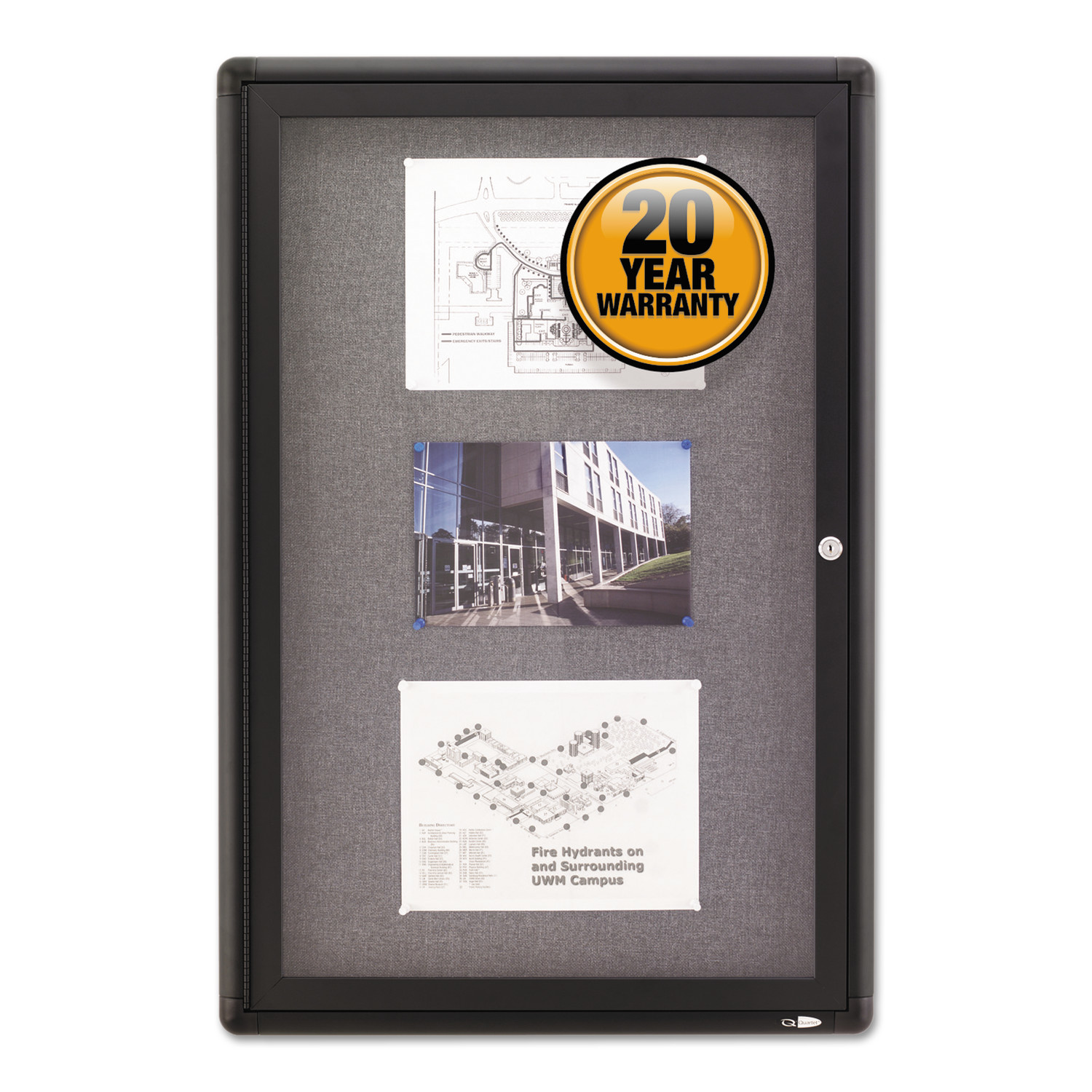 Quartet® Enclosed Fabric-Cork Board Gray Surface 24 x 36 Graphite Aluminum Frame product image