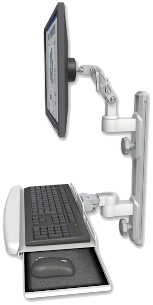 Ultra 500 LCD Mount on 19" Wall Track and Bent Keyboard Tray product image