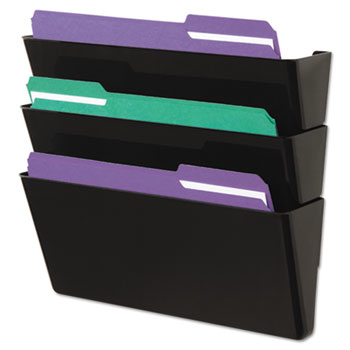 Universal® Recycled Wall File with Three Pockets Plastic Black product image