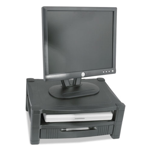 Kantek Two Level Deluxe Monitor Stand with Organizing Drawer 17" x 13-1/4" x 3-1/2" Black product image