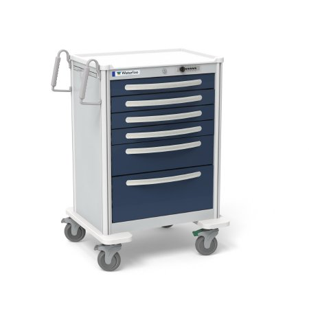 Light Gray/Dark Blue Anesthesia Cart Aluminum 6 Drawer product image
