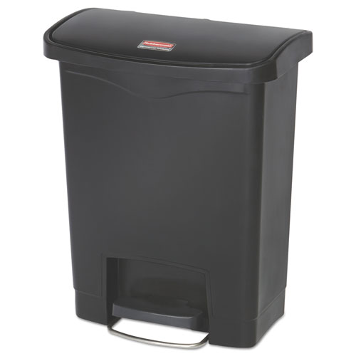 Rubbermaid® Slim Jim® Step-On 8 Gallon Container Resin Front Step 16-3/4" x 10-3/4" x 21-1/8" Black product image