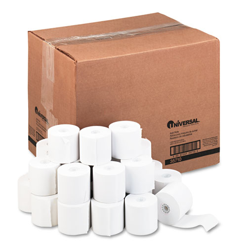 Universal White Adding Machine/Calculator Roll 16 lb 1/2" Core 2-1/4" x 150ft Carton of 100 product image