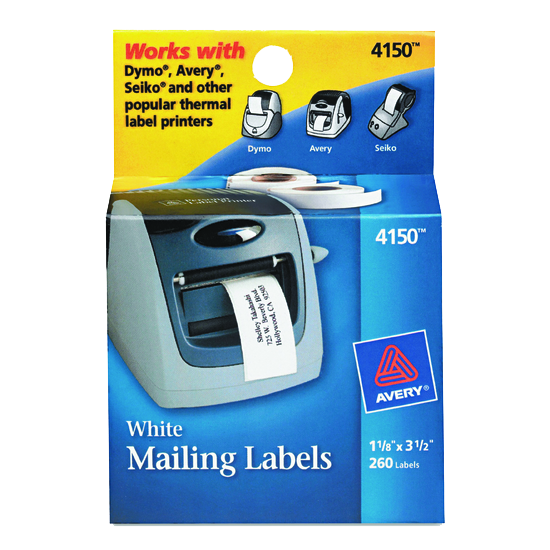 Avery® White 1-1/8" x 3-1/2" Address Labels Box of 260 product image