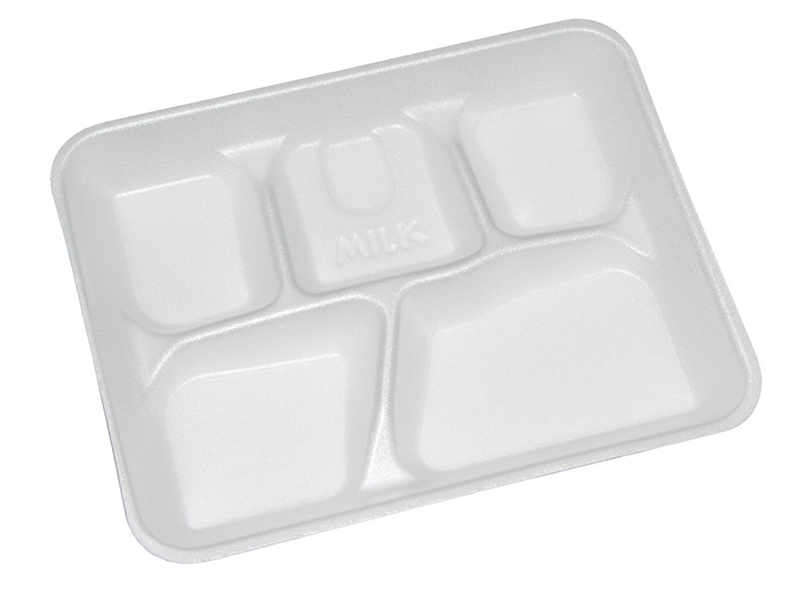 Pactiv White Foam 5-Comp Tray Case of 500 product image